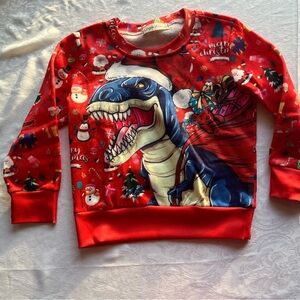 Festive Dinosaur Christmas Kids Sweatshirt size 3t NWOT